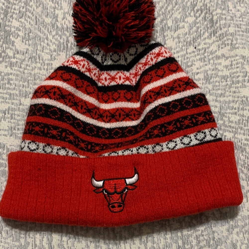 Kids Red and Black Pom-Pom Beanie